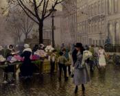 保罗 古斯塔夫 费舍尔 : Fischer Paul Gustave The Flower Market Copenhagen